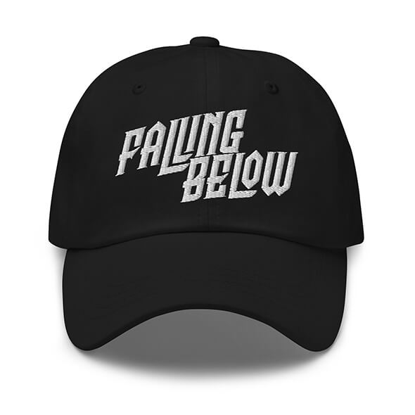 Black baseball hat with band logo