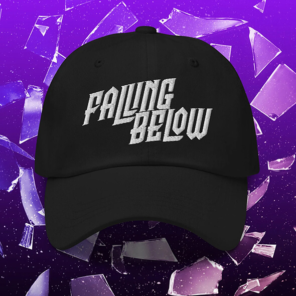 Black baseball hat with band logo